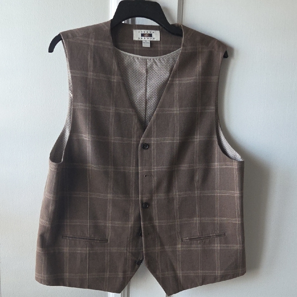 Men's Brown Checkered Vest